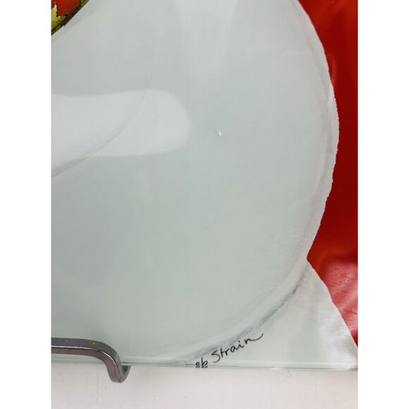 Snowman Glass Platter Deb Strain Winter Merry Christmas Plate 15” Vintage - Picture 7 of 10